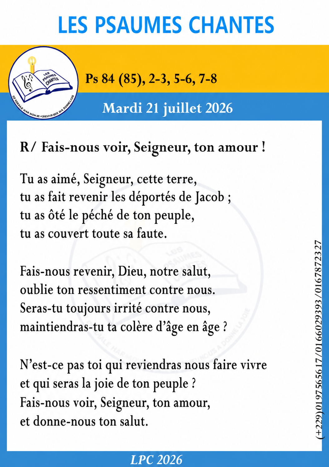 Visuel du psaume 84(85)